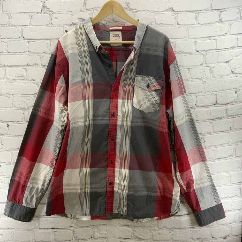 Levi's Button Down Shirt Mens Sz XL Red Black White Plaid